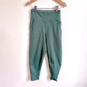 3/$20💥Ribbed High-Rise Jogger Ankle Length Performance Leggings, Green, Pockets
